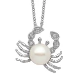 "Sophie Miller Sterling Silver Cubic Zirconia & Freshwater Cultured Pearl Crab Necklace, Women's, Size: 18"", White"