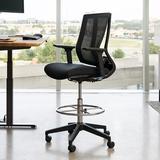 VARI Drafting Chair Wood/Upholstered in Black/Brown, Size 26.5 H x 20.0 W x 19.0 D in | Wayfair 401495
