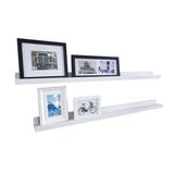 Wade Logan® Gillock Floating Picture Display Ledge Wall Mount Shelf Modern Design Wood in Brown/White, Size 3.7 H x 46.0 W x 2.3 D in | Wayfair