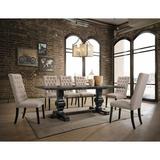Gracie Oaks Tweedy 7 Piece Dining Set Wood/Upholstered Chairs in Black/Brown, Size 30.0 H in | Wayfair 49A8E1E7059D4A49BE99B8BCD3CC6E02