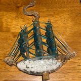 Anthropologie Holiday | Anthropologie Ice Ship Bottle Ornament Glass | Color: Blue/White | Size: Os