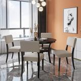 17 Stories 5-Piece Kitchen Dining Table Set Round Table w/ Bottom Shelf, 4 Chairs For Dining Room(Espresso) Wood/Upholstered Chairs Wayfair