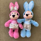 Disney Other | Mickey And Minnie Stuffed Animals | Color: Blue/Pink | Size: Os