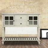 Rosecliff Heights Sideboard Console Table w/ Bottom Shelf, Farmhouse Wood/Glass Buffet Storage Cabinet Living Room (Retro Blue) Wood in Gray Wayfair