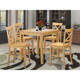 Rosalind Wheeler Beachmont 4 - Person Counter Height Rubberwood Solid Wood Dining Set Wood in Brown, Size 36.0 H in | Wayfair