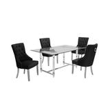 Rosdorf Park Edel 5 Piece Dining Set Wood/Glass/Metal/Upholstered Chairs in Brown/Yellow, Size 30.0 H in | Wayfair 7FA080443A1442D293FBA9D5A53C9FFD