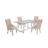 Rosdorf Park Edel 5 Piece Dining Set Wood/Glass/Metal/Upholstered Chairs in Brown/Yellow, Size 30.0 H in | Wayfair 74FAB4D7D9BC4635A0834C7DBA1F2D65