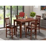 Rosalind Wheeler Farview 5 - Piece Counter Height Rubberwood Solid Wood Dining Set Wood in Brown/Red | Wayfair 100D189205DC436F9992F468C39170AC