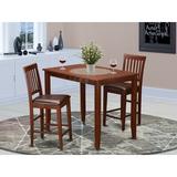 Rosalind Wheeler Farnsworth 3 - Piece Counter Height Rubberwood Solid Wood Dining Set Wood in Brown/Red | Wayfair AD95A3A3EB53486D977986E0E98ED87D