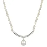"PearLustre by Imperial Sterling Silver Freshwater Cultured Pearl & White Topaz Necklace, Women's, Size: 18"""