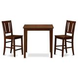 Rosalind Wheeler Edgewood 3 - Piece Counter Height Rubberwood Solid Wood Dining Set Wood in Brown, Size 36.0 H x 36.0 W x 36.0 D in | Wayfair