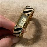 Kate Spade Jewelry | Kate Spade Striped Black White Watch Bangle | Color: Gold | Size: Os