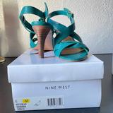Nine West Shoes | Nine West Minerva Open Toe Heeled Sandals. | Color: Green | Size: 6