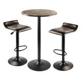 Wrought Studio™ Hasegawa 3 - Piece Counter Height Dining Set Wood/Metal/Upholstered Chairs in Black/Brown/Gray, Size 39.76 H in | Wayfair