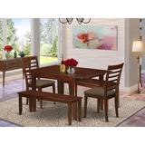 Winston Porter Agesilao 5 - Piece Butterfly Leaf Rubberwood Solid Wood Dining Set Wood/Upholstered Chairs in Brown/Red | Wayfair