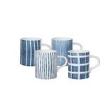 Red Vanilla Canvass 4 Piece Coffee Mug Set Porcelain/Ceramic in Blue/Brown, Size 4.0 H x 4.75 W in | Wayfair RV970-415