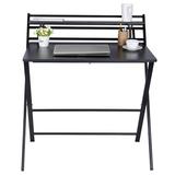 Inbox Zero Folding Study Desk For Small Space Home Office Desk Laptop Writing Table Wood/Metal in Black, Size 36.4 H x 31.5 W x 17.5 D in | Wayfair