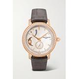 Vacheron Constantin - Traditionnelle 36mm 18-karat Pink Gold, Alligator, Diamond And Mother-of-pearl Watch - Rose gold