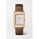 Jaeger-LeCoultre - Reverso Classic Duetto Automatic 24mm Medium 18-karat Rose Gold, Alligator And Diamond Watch - one size