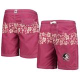 Youth Wes & Willy Garnet Florida State Seminoles Inset Floral Swim Trunk