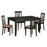 Charlton Home® Bailley 5 - Piece Rubberwood Solid Wood Dining Set Wood/Upholstered Chairs in Black/Brown, Size 30.0 H in | Wayfair