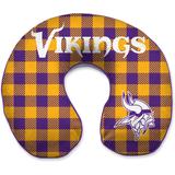 Minnesota Vikings Buffalo Check Sherpa Memory Foam Travel Pillow - Purple