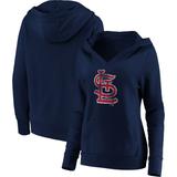 Women's Fanatics Branded Navy St. Louis Cardinals Core Team Crossover V-Neck Pullover Hoodie