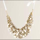 J. Crew Jewelry | Rare J.Crew Pearl & Diamond Bib Statement Necklace | Color: Gold/White | Size: Os