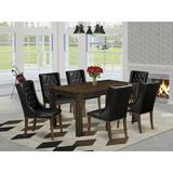 Three Posts™ Geib Rubber Solid Wood Dining Set Wood/Upholstered Chairs in Brown, Size 30.0 H in | Wayfair 07BEC72E76C24D5A96183B87C96BD2F9