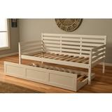 Red Barrel Studio® Schwenksville Twin Solid Wood Daybed Frame w/ Trundle Wood in White, Size 38.0 H x 43.0 W x 80.0 D in | Wayfair