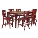 Birch Lane™ Emelle 7 - Piece Counter Height Dining Set Wood in Red | Wayfair E8D11502E0884B3D90BA32978E098F77