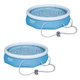 Bestway Inflatable Above Ground Swimming Pool w/ Filter Pump Plastic in Blue, Size 30.0 H x 120.0 W in | Wayfair 2 x 57269E-BW