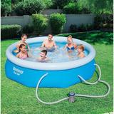 Bestway Inflatable Above Ground Swimming Pool w/ Filter Pump Plastic in Blue, Size 30.0 H x 120.0 W in | Wayfair 2 x 57269E-BW