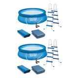 Intex 15' x 48" Inflatable Above Ground Swimming Pool, Ladder & Pump Plastic in Blue, Size 48.0 H x 180.0 W x 180.0 D in | Wayfair 2 x 26167EH
