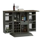 Langley Street® Clauson Bar Cabinet Wood in Blue/Brown/Gray, Size 40.0 H x 26.0 D in | Wayfair 14E8E14B9A294685934FA49033156B4F