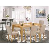 Alcott Hill® Letha 6 - Person Rubberwood Solid Wood Dining Set Wood/Upholstered Chairs in Brown, Size 30.0 H in | Wayfair