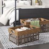 17 Stories 2 Piece Solid Wood Basket Set Metal/Solid Wood in Brown/Gray, Size 11.0 H x 17.0 W x 8.0 D in | Wayfair LRFY8053 38021883