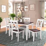Wildon Home® Isanotski 5-Piece Dining Table Set Home Kitchen Table & Chairs Wood Dining Set (White+Cherry) Wood in Brown/White, Size 30.1 H in