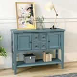 Winston Porter Retro Style Buffet Sideboard Wood Console Table w/ Bottom Shelf Wood in Blue, Size 34.0 H x 46.0 W x 15.0 D in | Wayfair
