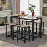 Latitude Run® Obetz 4 - Person Counter Height Dining Set Wood/Metal in Black/Brown/Gray, Size 35.0 H in | Wayfair 5637D164707A4B95B5B685F7906E3E31