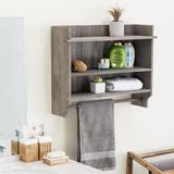 Gracie Oaks Esher 23.75" W x 18.5" H x 6.7" D Solid Wood Wall Mounted Bathroom Shelves Solid Wood in Brown/Gray/Green | Wayfair