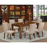 Three Posts™ Geib Rubber Solid Wood Dining Set Wood/Upholstered Chairs in Brown, Size 30.0 H in | Wayfair 0C00ADA4AD424025B033DC75CA25B92B