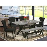 Winston Porter Ailyah 4 - Person Rubberwood Solid Wood Dining Set Wood/Upholstered Chairs in Black/Brown/Gray, Size 30.0 H in | Wayfair