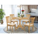 Alcott Hill® Maytham 5 - Piece Drop Leaf Solid Wood Rubberwood Dining Set Wood/Upholstered Chairs in Brown | Wayfair
