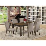 Lark Manor™ Melini Rubber Solid Wood Dining Set Wood/Upholstered Chairs in Gray/Brown, Size 30.0 H in | Wayfair A053083FDF9D423188EDA1EC977CEB7F