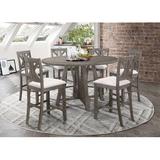 Gracie Oaks Ivesdale 7 - Piece Counter Height Drop Leaf Dining Set Wood/Upholstered Chairs in Brown/Gray, Size 35.75 H in | Wayfair
