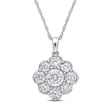 Belk & Co 2.3 ct. t.w. Created Moissanite Flower Necklace in 10k White Gold