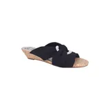 Impo Women's Rexine Slide Sandals With Memory Foam, Black, 8M