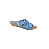 Impo Women's Rexine Slide Sandals With Memory Foam, Blue, 7M