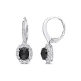 Belk & Co 1.5 Ct. T.w Black Diamond And 4/5 Ct. T.w. Created Moissanite Halo Earrings In 10K White Gold